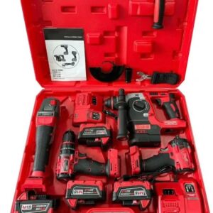 Pack 4 Outils Meuleuse d’angle + Perforateur + Boulonneuse + Visseuse Perceuse Sans Fil M18 Kraft Royal